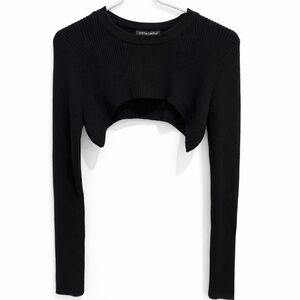NWT Cotton Candy Large Black Long Sleeve Cut Out Crop Top